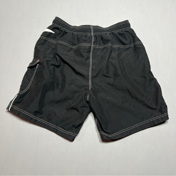 Speedo Shorts Mens Large Black Red Swimming Trunk Bathing Suit Surfing Lined - Picture 6 of 10